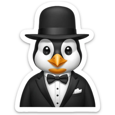 Penguin wearing a suit with a big hat  sticker
