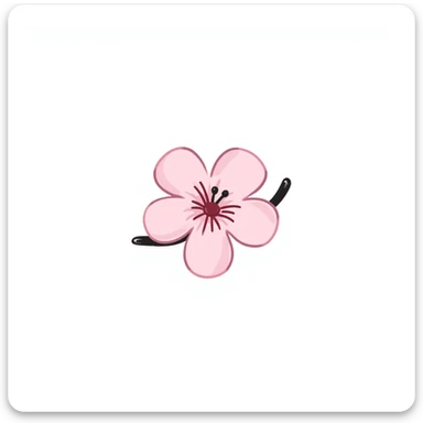 single soft pastel sakura blossom, Japanese hand-drawn kawaii style, full object, transparent background, with blushing cheeks sticker