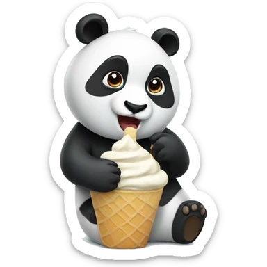 Panda eating ice cream sticker