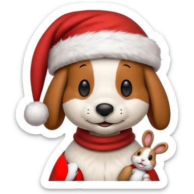Snoopy wearing and Christmas hat human rabbit sticker