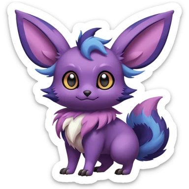 Rare exotic cute epic aestheti-Eevee-Noibat-species-Fakemon-hybrid-creature, with markings, full body sticker