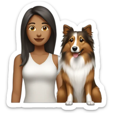 yong woman and sheltie sticker