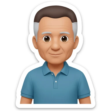 grandpa, short, grey and dark brown hair, polo shirt, filipino sticker