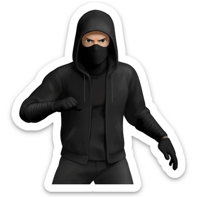 Black male all black ninja style with black gloves black hoodie black masks full body sticker