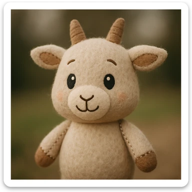 cute cartoon goat, plush portrait style sticker