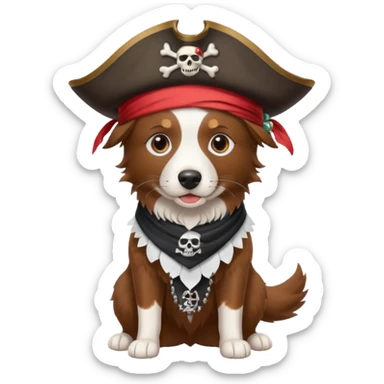 Pirate brown border collie full body  sticker