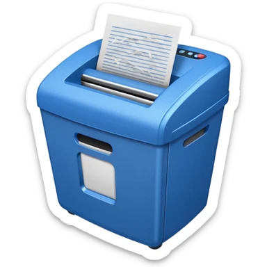 blue paper shredder with papers sticker