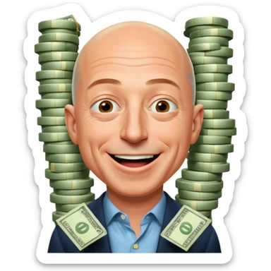 jeff bezos sniff money and laughing like madman sticker