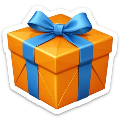 orange diamond gift box with blue ribbon sticker