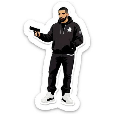 Drake holding a Glock sticker
