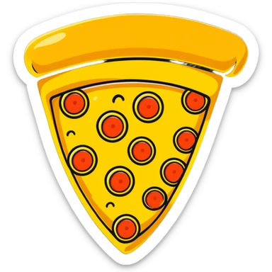 shiny golden pizza slice with gold toppings sticker