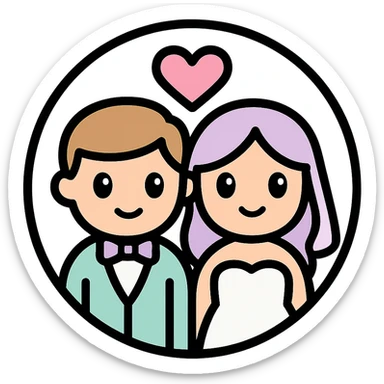 little alchemy style icon
subject: marriage
border: medium-black
shape: round, circular
background: white
style: full color fill with medium black outlining sticker