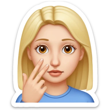 girl with nose plugged by fingers  sticker