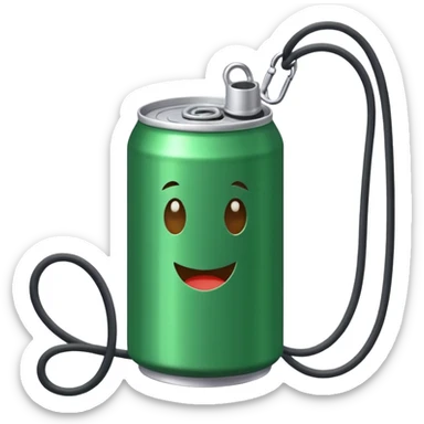 Green Soda can on leash  sticker