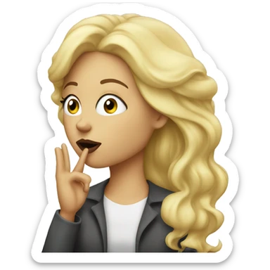 A blonde woman blowing a kiss sticker