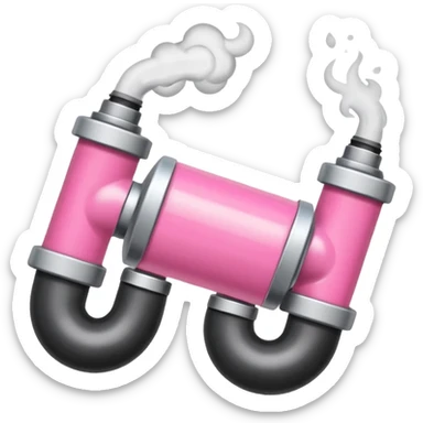 Dos tubos de ensayo diferentes con líquido rosa y otro con líquido negro, y humo. sticker