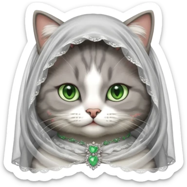 gray cat bride  sticker