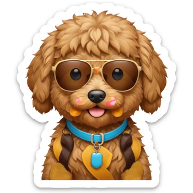 Mini goldendoodle wearing sunglasses  sticker
