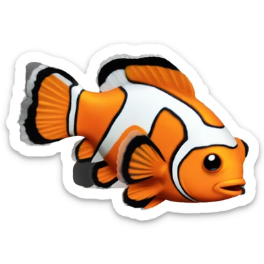 a little clownfish has an orange body and three vertical black and white stripes. sticker