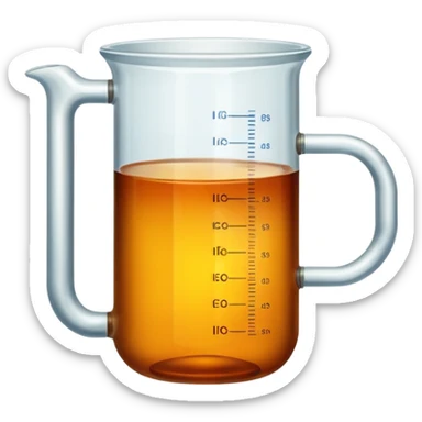 tea in a laboratory measuring cup sticker