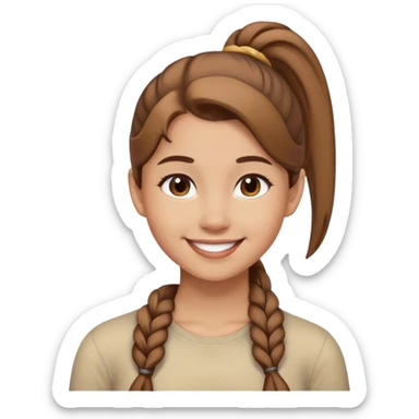 Smiling girl with brown ponytail  sticker