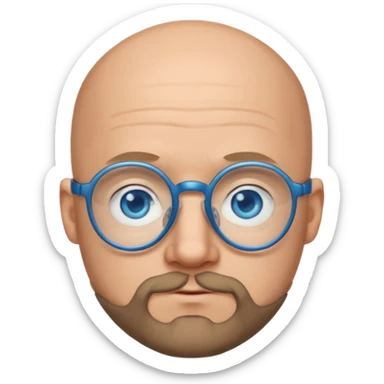 Bald man with glasses and chin puff beard sticker
