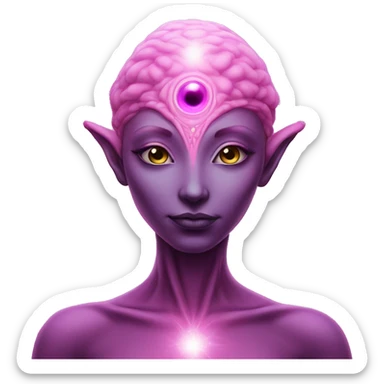 Pleiadian alien female third eye pink sticker
