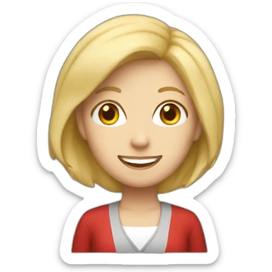 female teacher with blonde hair likes red sticker