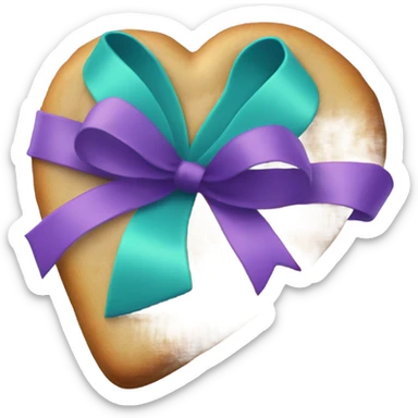Heart cookie with teal purple support ribbon sticker