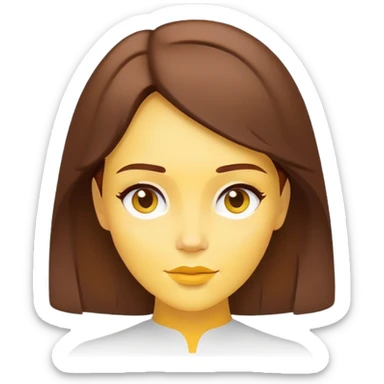ultra minimal belle face only, tiny icon, extremely simplified, single color brown hair, yellow accent, absolute minimum details sticker