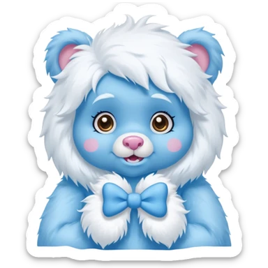 blue girl care bear yeti with bow sticker
