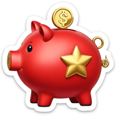 red golden piggybank sticker