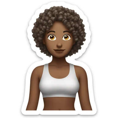 yoga person curly hair  sticker