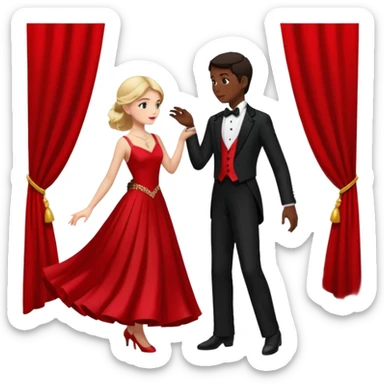 Ballroom dancing with girlred and boyblack  face two eachother  sticker
