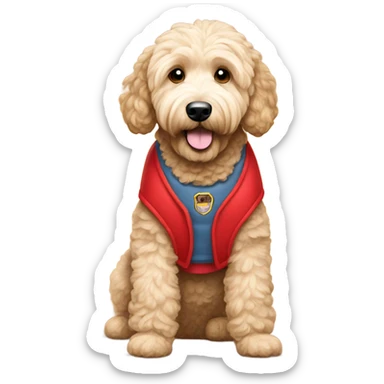 Goldendoodle with red vest sticker