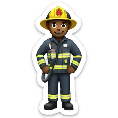 fire fighter, whole body, holding a hose sticker