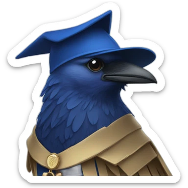 Blue Crow with alumni hat and mantle sticker