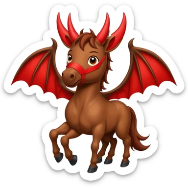 horse with horns and red bat wings sticker