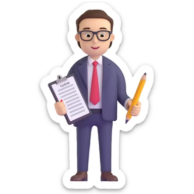 accountant with ledger and pencil sticker