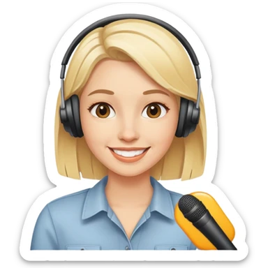 Blonde girl podcaster sticker