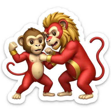 lion fight with a damn monkey sticker