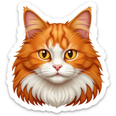 Illustrated ginger cat of the Maine Coon breed, mischievous, hooligan sticker