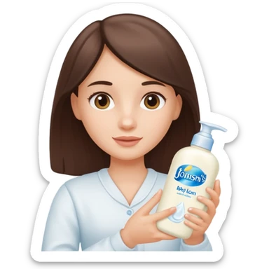 Girl holding johnson baby body lotion sticker
