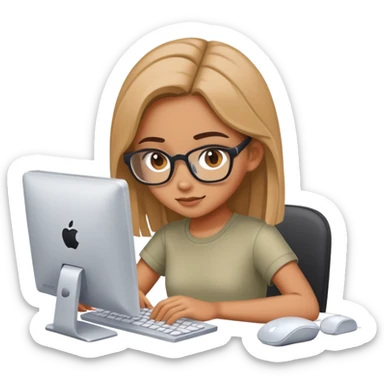 Gen Z girl working on computer sticker