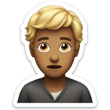 anxious person looks down into the distance sticker