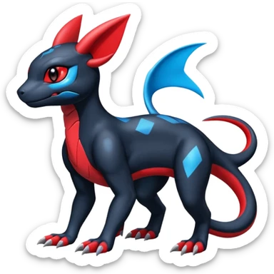Cute Shiny Guilmon-Salandit-Umbreon-Fakémon-hybrid-creature (full body)  sticker