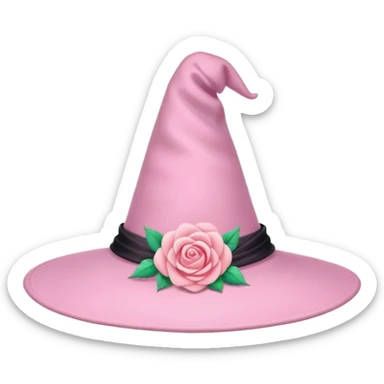 Pink Pastel Witch Hat With Rose sticker