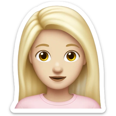 Pale girl, blonde hair, cute, cool, wearing light pink  sticker