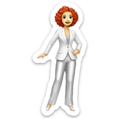 dancing white woman with red hair in a sparkly pantsuit sticker