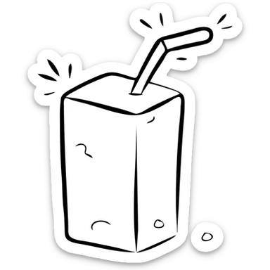 Yellow juice box with straw, children's juice drink sticker